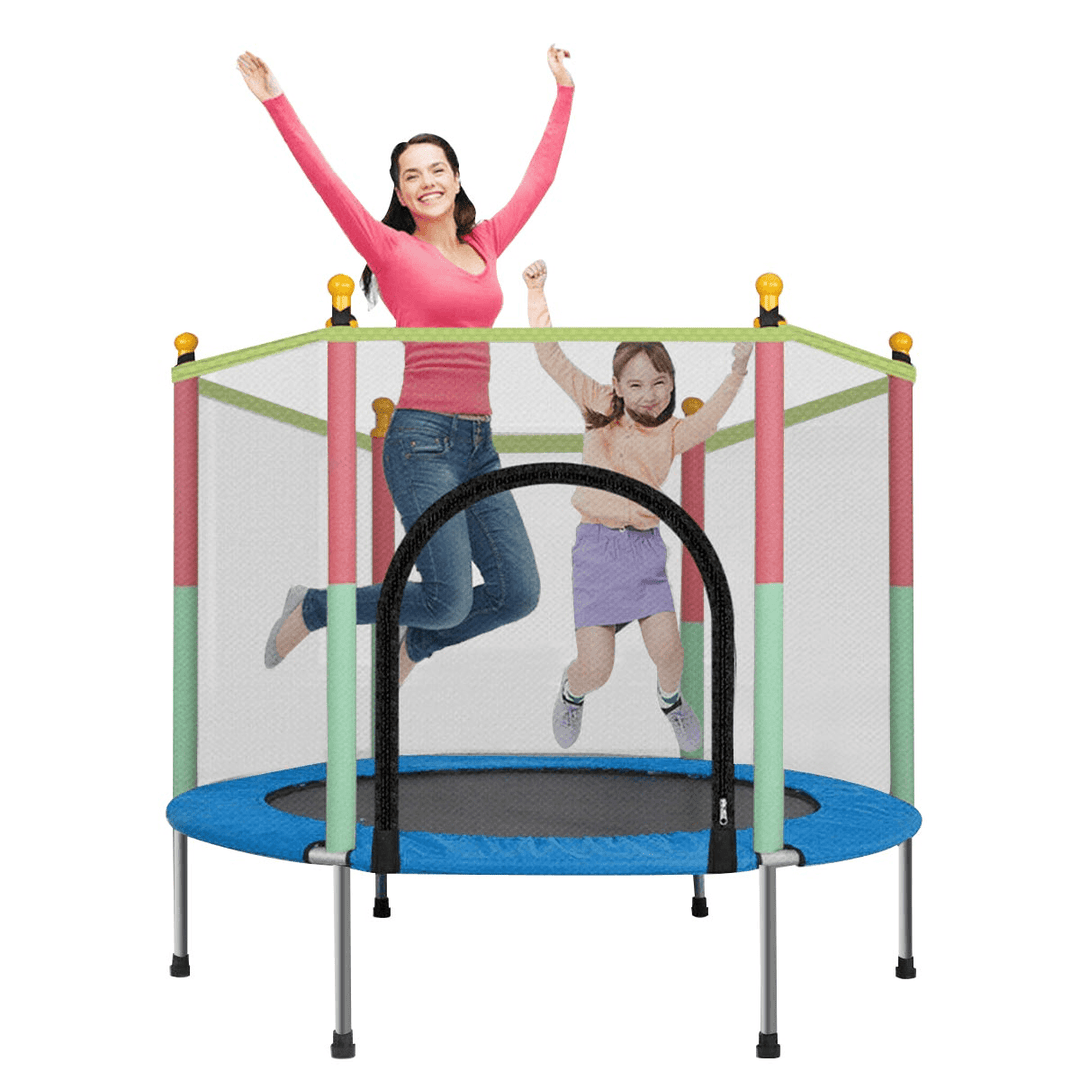 55'' Kid Jumping Trampoline Safety Net Enclosure Jump Sport Exercise Equipment Max Load 200Kg - MRSLM