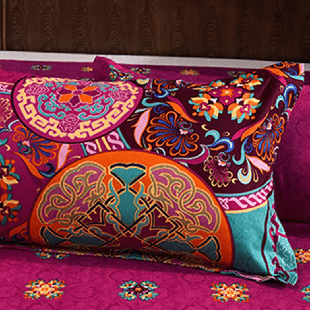 4Pcs Oriental Mandala Polyester Single Double Queen Size Bedding Pillowcases Quilt Duvet Cover Set - MRSLM