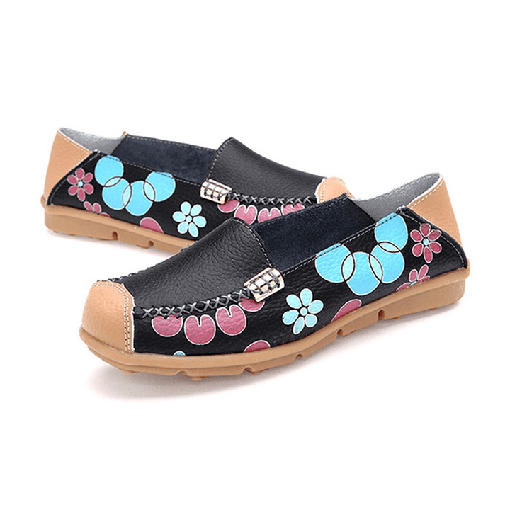 Women Flats Shoes Comfortable Breathable Slip on Flower Floral Flat Loafers Shoes - MRSLM