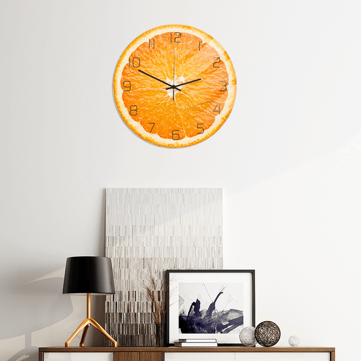 CC093 Creative Orange Wall Clock Mute Wall Clock Quartz Wall Clock for Home Office Decorations - MRSLM