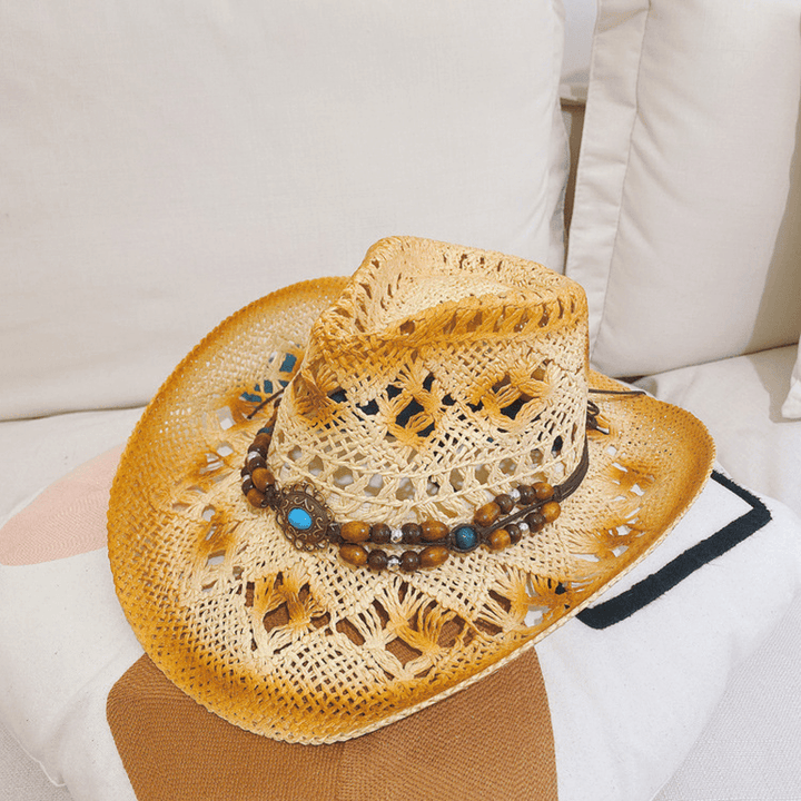 Outdoor Beach Hat Cowboy Straw Hat Top Hat Sunscreen Sun Hat - MRSLM