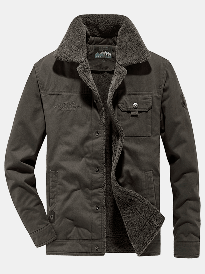 Mens Warm Fleece Lined Pocket Cargo Jacket with Pocket - MRSLM