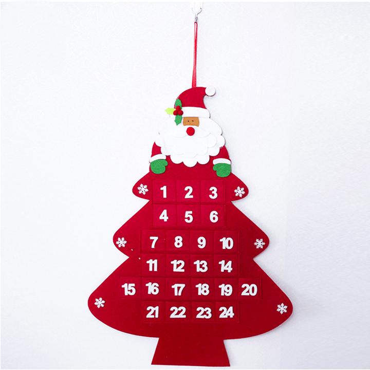 Christmas Tree Advent Calendar Felt Fabric Holiday Countdown Christmas Display Decor - MRSLM