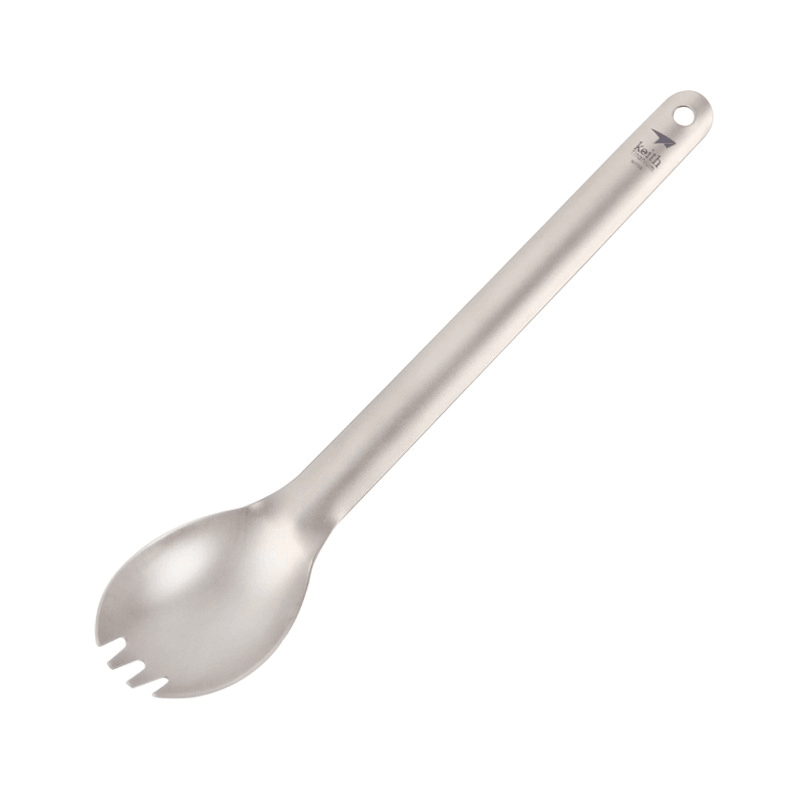 Keith Ti5319 Titanium Long Handle Ultralight Spork Spoon Outdoor Camping Picnic Travelling Tableware - MRSLM