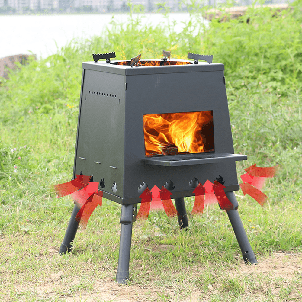 Ipree® Folding Wood Stove 5KJ Power Burning Stove BBQ Grill Detachable Barbecue Stove Camping Picnic - MRSLM