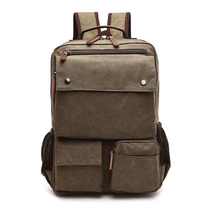 Men Canvas Big Capacity Travel Zipper Multifunctional Shoulders Bag Backpack - MRSLM