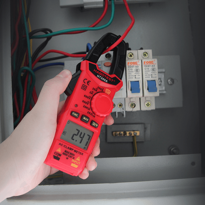 HT200A High Accuracy Mini Digital AC DC Clamp Meter Voltage Current Measurement Amper Clamp Meter - MRSLM