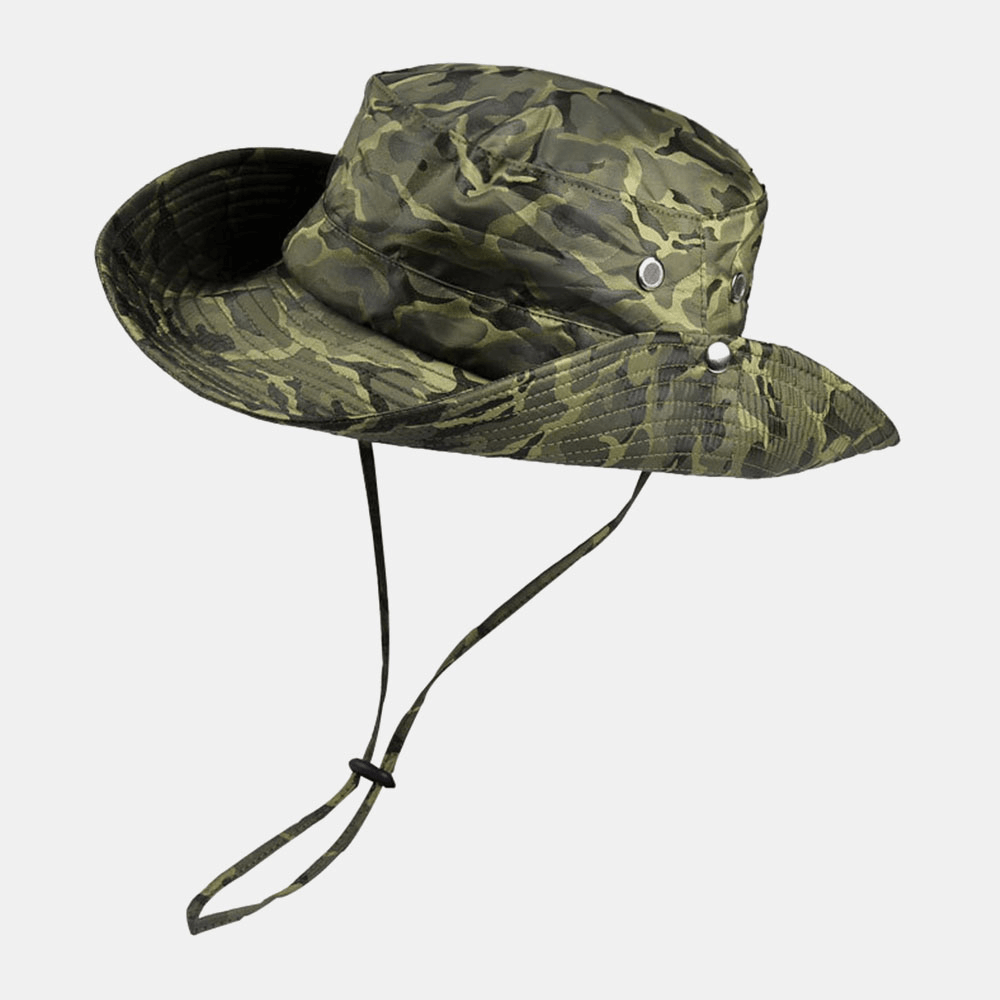 Men Camouflage 360 Degree Protection Wide Brim Outdoor Fishing Climbing UV Protection Waterproof Breathable Bucket Hat - MRSLM