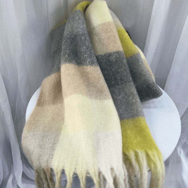 Women'S Autumn Colorful Striped Warm Cashmere Plaid Scarf - MRSLM