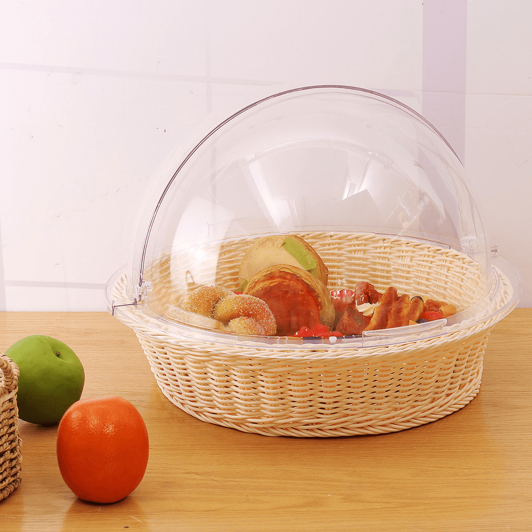 Round Home Kitchen Storage Basket Bread Fruit Cookie Display Container Holder Dome Lid for Food Storage - MRSLM