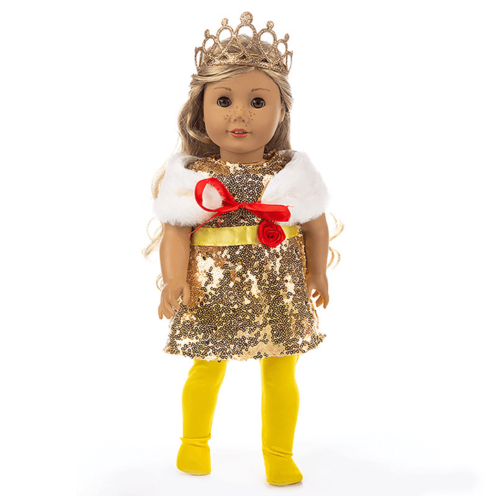 American Girl Doll Dress Crown Sequin Dress Noble Princess Dress - MRSLM