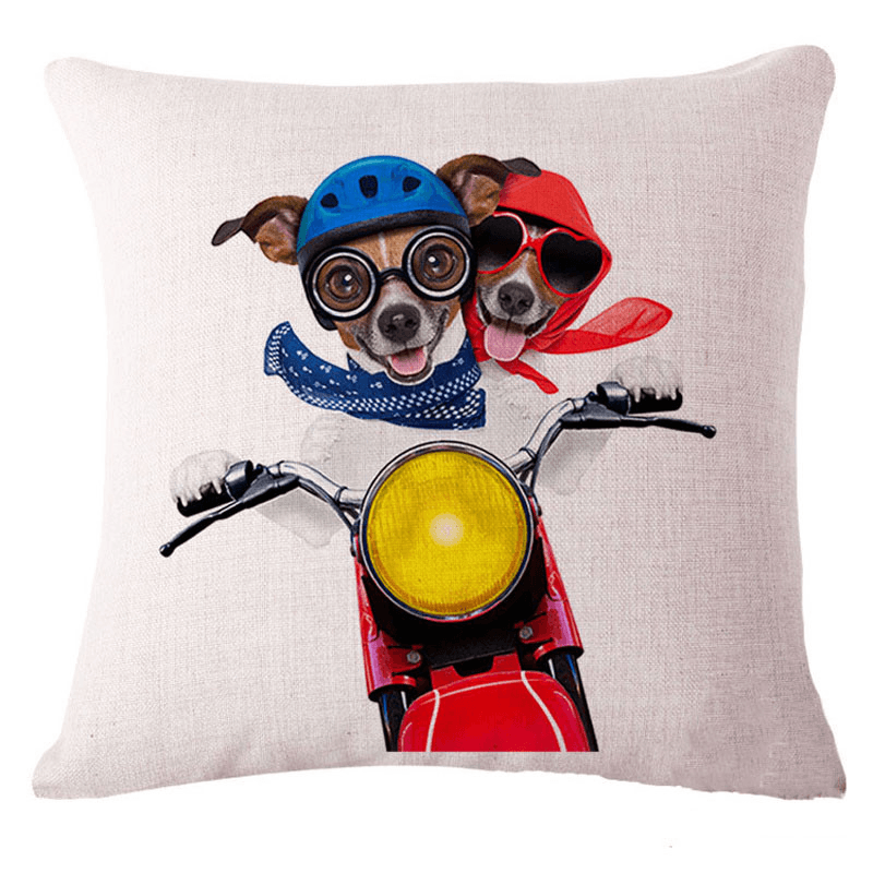 Honana 45X45Cm Home Decoration Creative Cute Cartoon Dogs 8 Optional Patterns Cotton Linen Pillowcases Sofa Cushion Cover - MRSLM