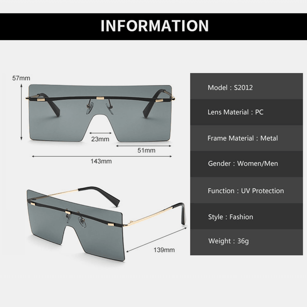 Unisex Gradient Color Square Frameless Fashion Cool UV Protection Sunglasses - MRSLM