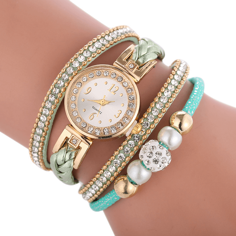 Fashion Circle Bracelet Diamond Simple Dial Ladies Dress Women Quartz Watch - MRSLM