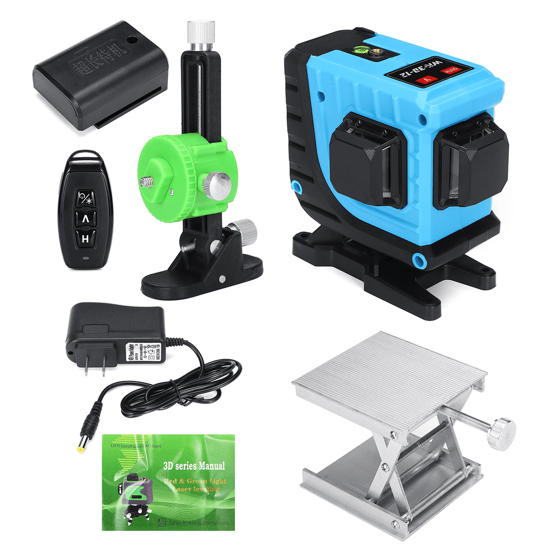 12 Lines 360° 3D Cross Lines Green Laser Level Self Leveling App/Remote Control - MRSLM