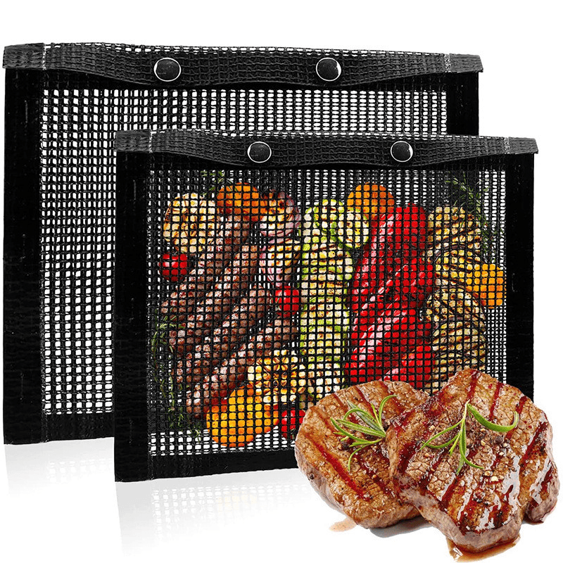 1 PC Non-Stick Barbecue Mesh Mat Bag Reusable Cooking Grill BBQ Mat Baking Net Bag Outdoor Camping Picnic - MRSLM