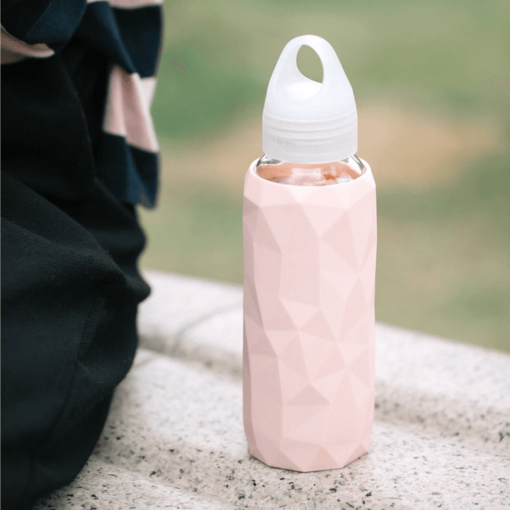 Jordan&Judy 300Ml Glass Water Bottle Sports Travel Drinking Cup with Silicone Cover - MRSLM