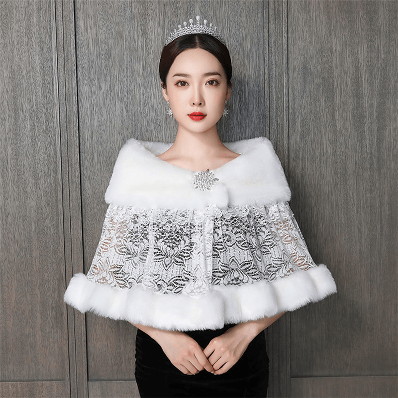 Bridal Hair Shawl Women'S Wedding Dress Warm Padded Dress Jacket Fur - MRSLM