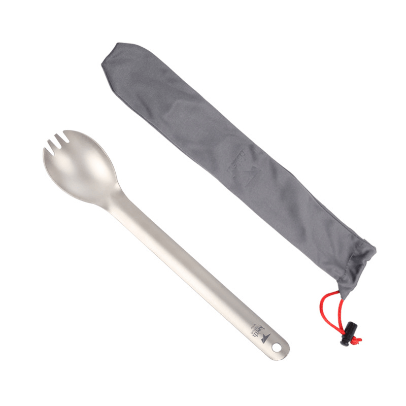 Keith Ti5319 Titanium Long Handle Ultralight Spork Spoon Outdoor Camping Picnic Travelling Tableware - MRSLM