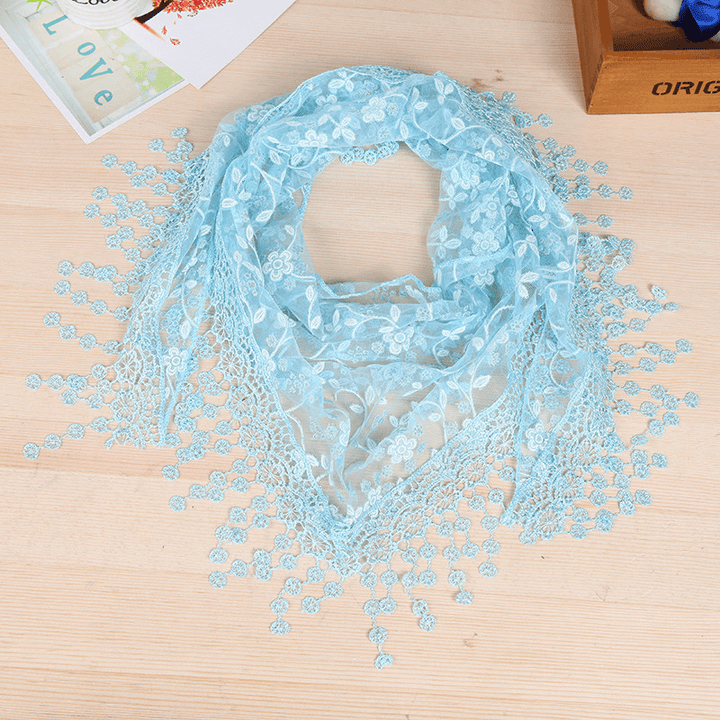 Women'S New Creative Lace Fringed Silk Scarf - MRSLM