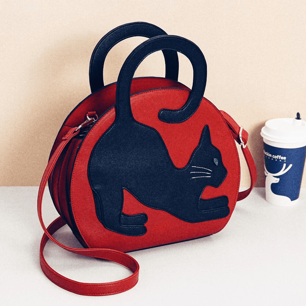 Women Cute Cat Pattern Expandable Handbag Crossbody Bag Fashion Bag - MRSLM
