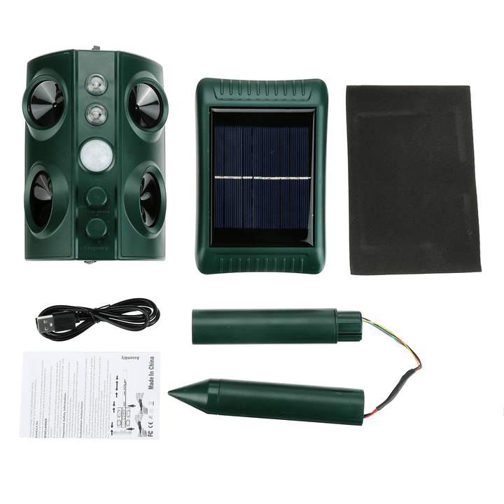 Solar Power Ultrasonic Repeller Cat Dog Pest Infrared Repellent Sensor Animal - MRSLM