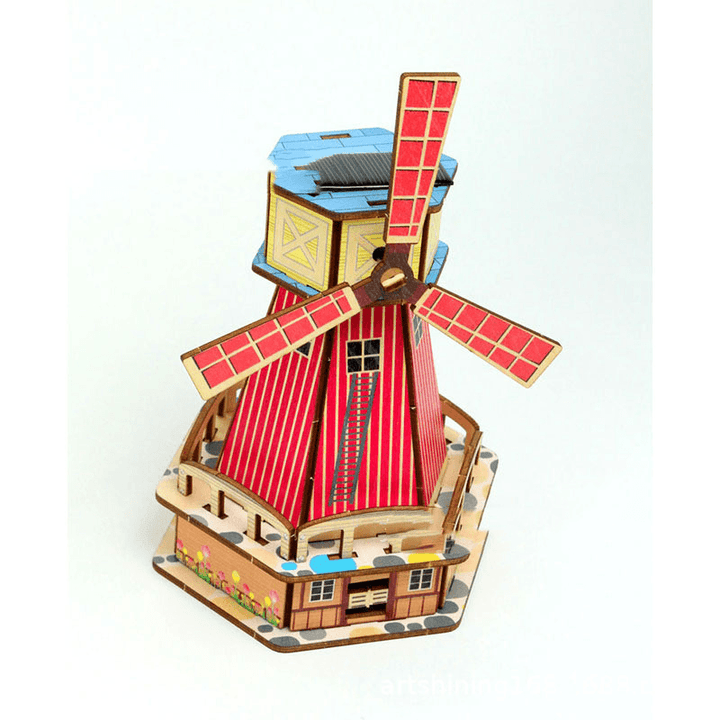 Solar-Powered Dutch Windmill Rotating Children'S Science Toy Model - MRSLM