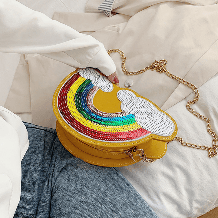 Women Creative Unique Cloud Shape Sequin Contrast Color Funny Shoulder Bag Cross Body Bag - MRSLM