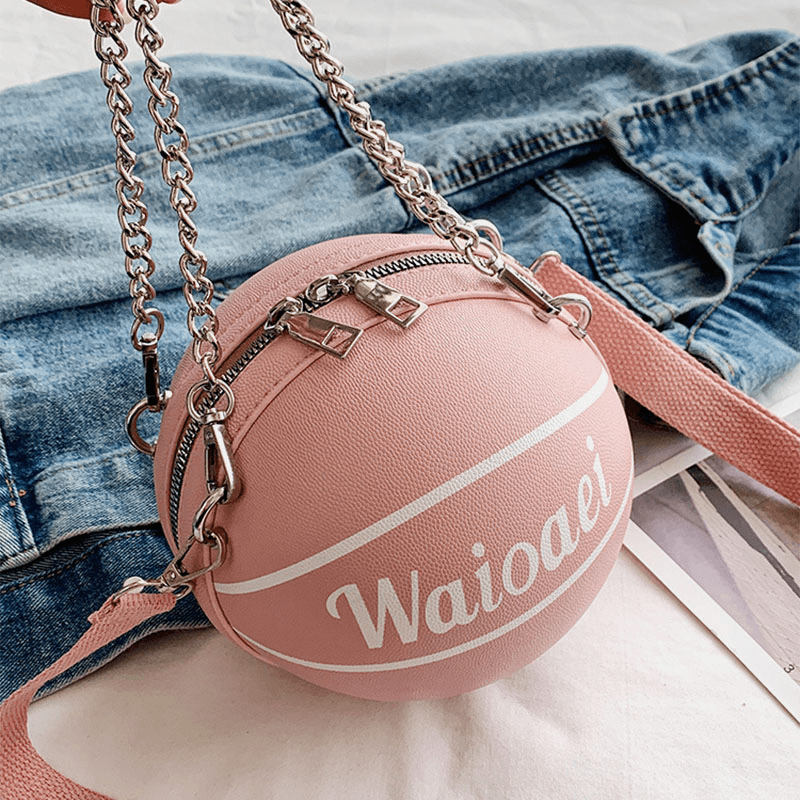 Wonmen Unique Design Basketball Look Solid Color Handbag Fashion Adjustable Shoulder Bag Cross Body Bag - MRSLM