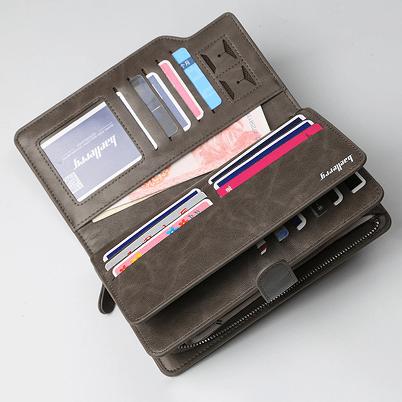 Men Zipper Tri-Fold Large-Capacity Business Wallet Card Holder Clutch Bag - MRSLM