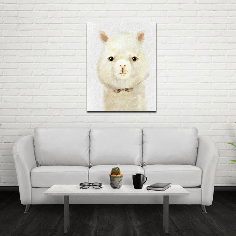 Miico Hand Painted Oil Paintings Cartoon Alpaca Paintings Wall Art for Home Decoration - MRSLM