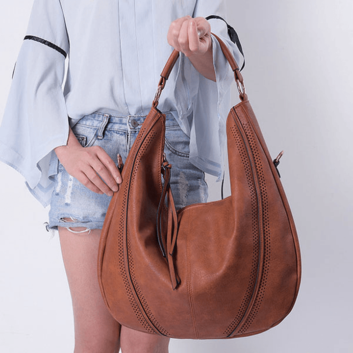 Women Pu Leather Vintage Handbag Shoulder Bag - MRSLM