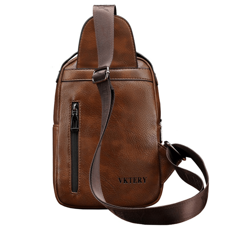 Men PU Leather Business Casual Chest Bag Crossbody Shoulder Bag for Leisure - MRSLM