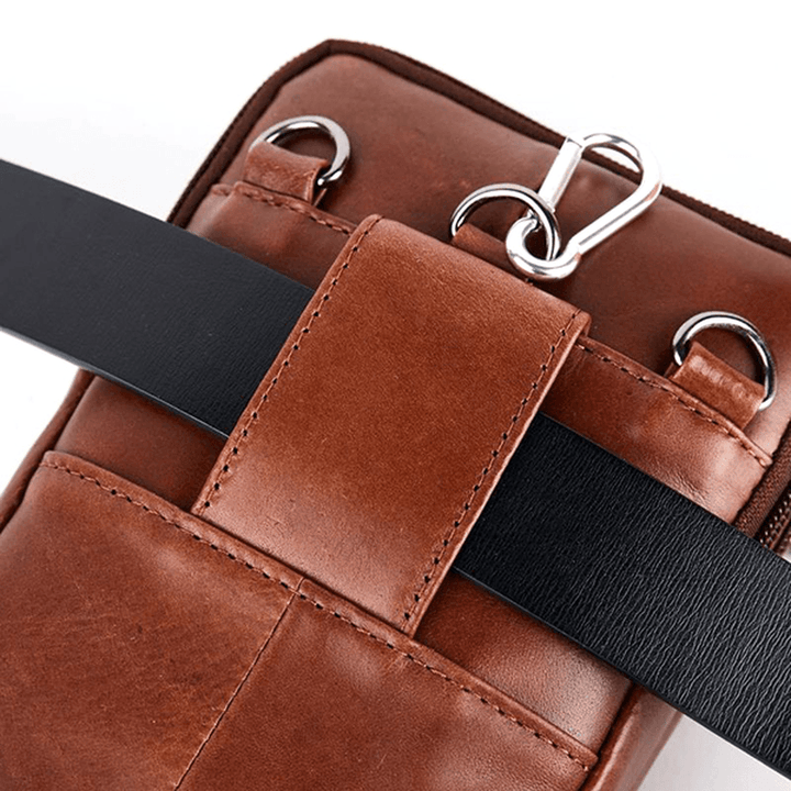 Men Genuine Leather Personalized 5.5 Inches Phone Bag - MRSLM