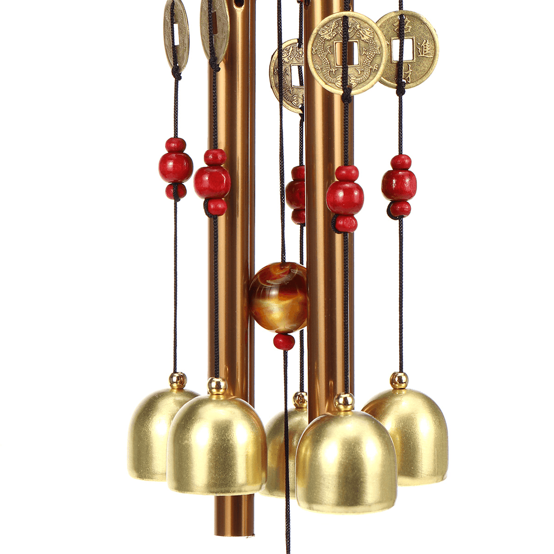 Solid Wood Bronze Wind Chimes Hanging Ornament Yard Garden Decor Gift - MRSLM