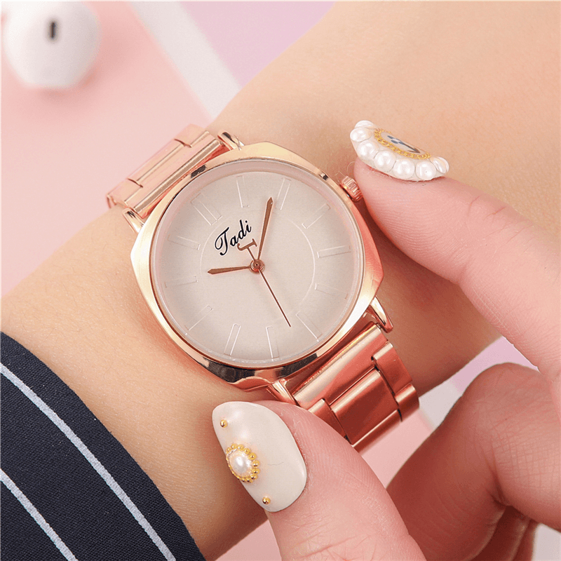 A0498 Fashion Waterproof Simple Dial Women Stainless Steel Strap Quartz Watch - MRSLM