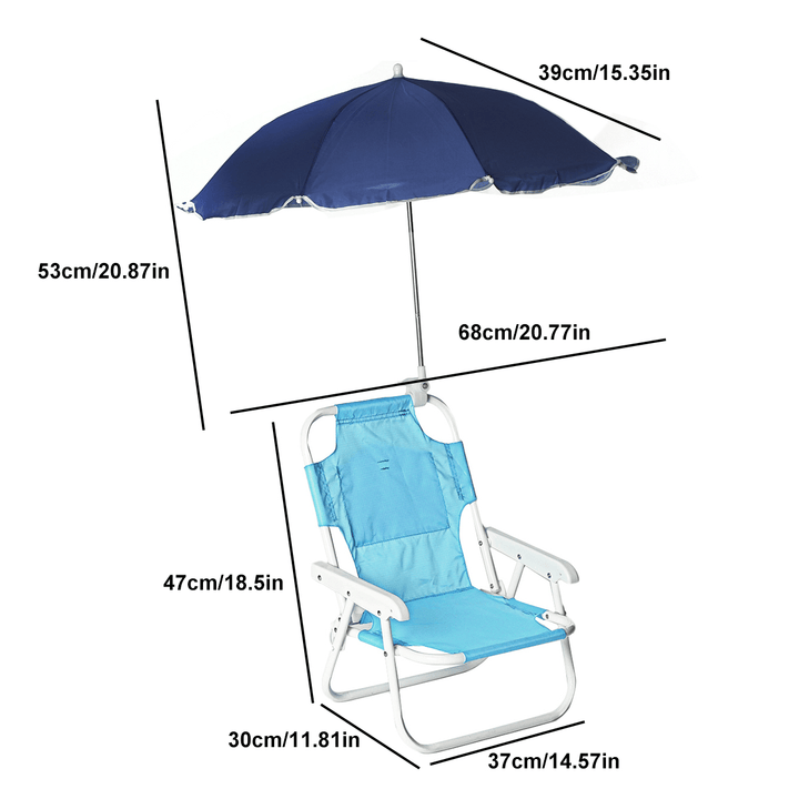 Outdoor Child Beach Chair Folding Chair with Umbrella and behind Pocket - MRSLM