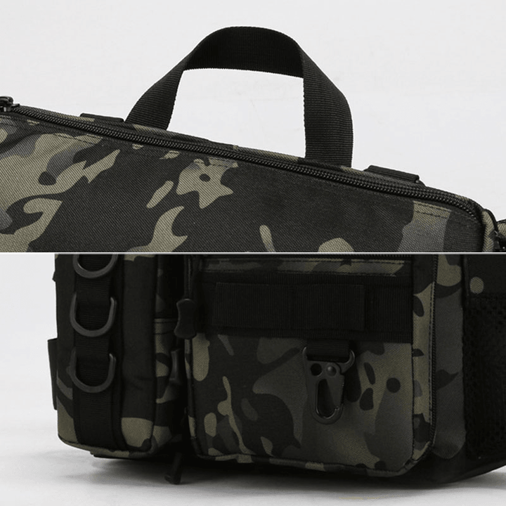 Men Fish Bag Multi-Pockets Outdoor Tactical Bag Crossbody Bag Waist Bag Oxford Camo Pattern - MRSLM