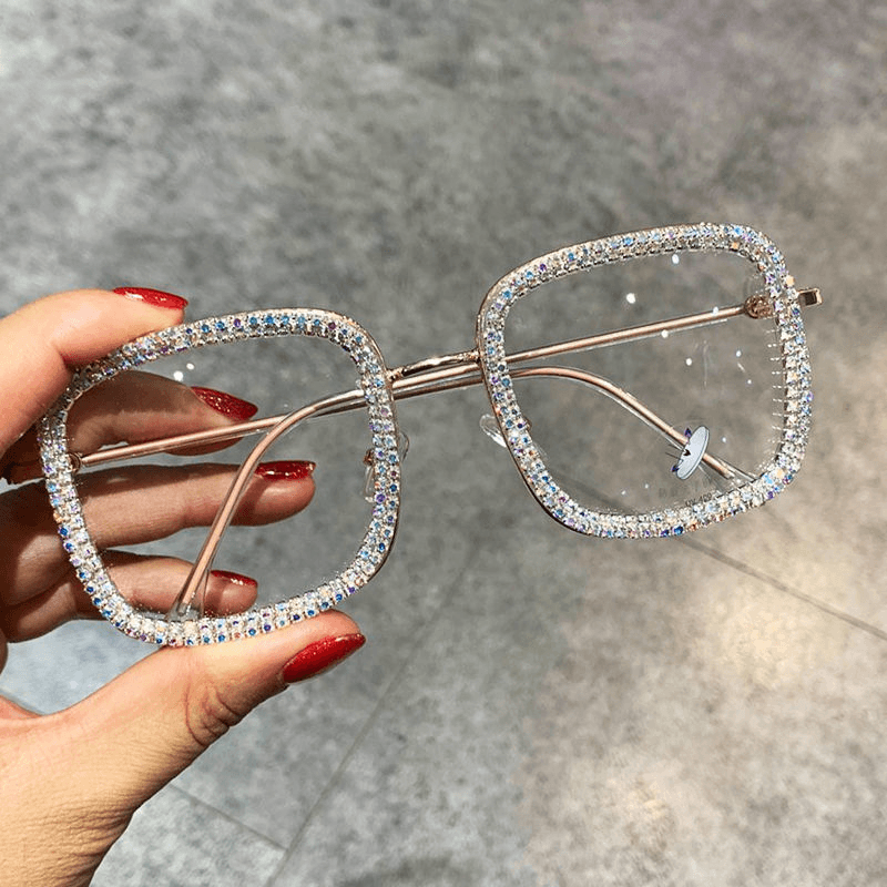 Korean Fashion Trendy Square Diamond-Studded Glasses - MRSLM