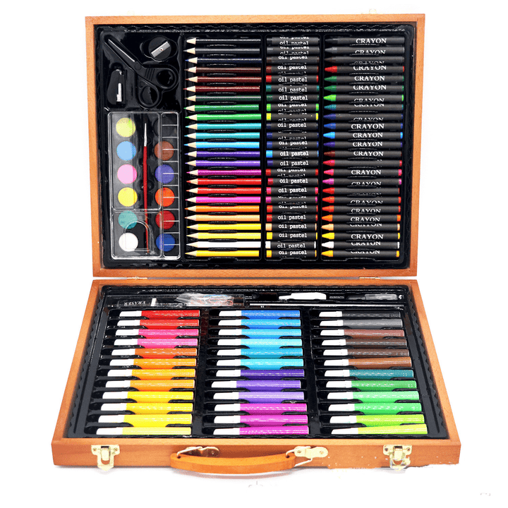 Children'S 150-Piece Wooden Box Painting Stationery Set - MRSLM