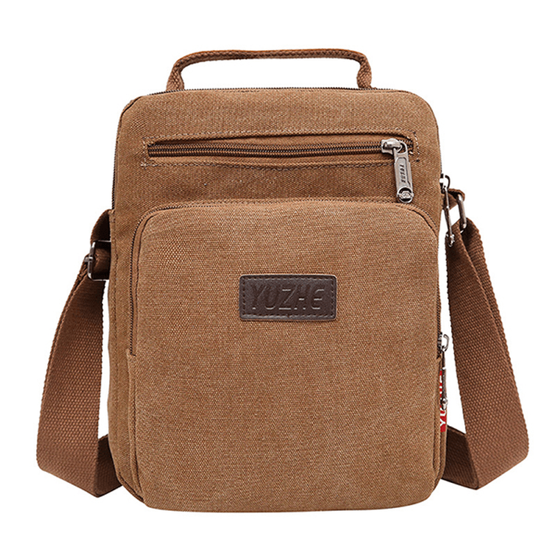 Men Canvas Sling Bag Messenger Bag Small Travel Crossbody Bag Fit 9.7-Inch Ipad - MRSLM