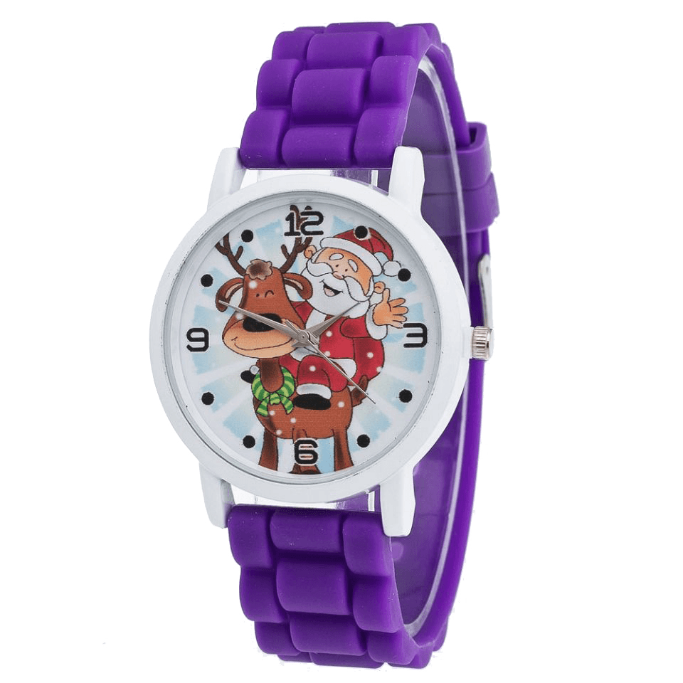 Cartoon Santa Claus and Reindeer Pattern Silicone Strap Watch Cute Kid Watch Fashion Children Quartz Watch - MRSLM