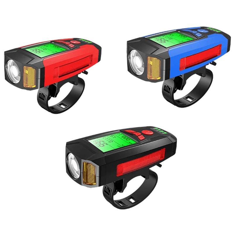 BIKIGHT 3-In-1 350LM COB Bike Light + USB Horn Lamp + Speed Meter LCD Screen 5-Modes Waterproof Bicycle Headlight with Horn - MRSLM