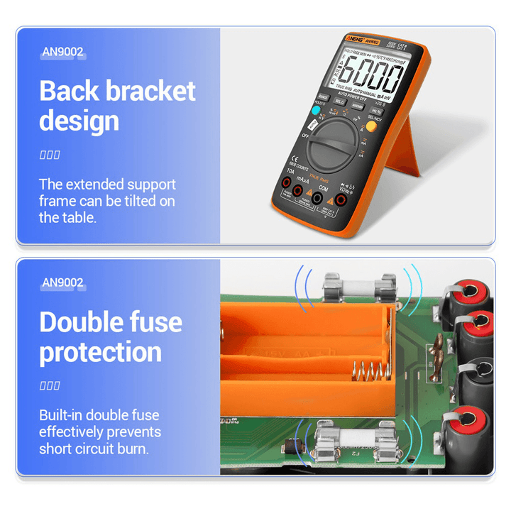 ANENG AN9002 Digital Bluetooth True RMS Multimeter 6000 Counts Professional Auto Multimetro AC/DC Current Voltage Tester - MRSLM