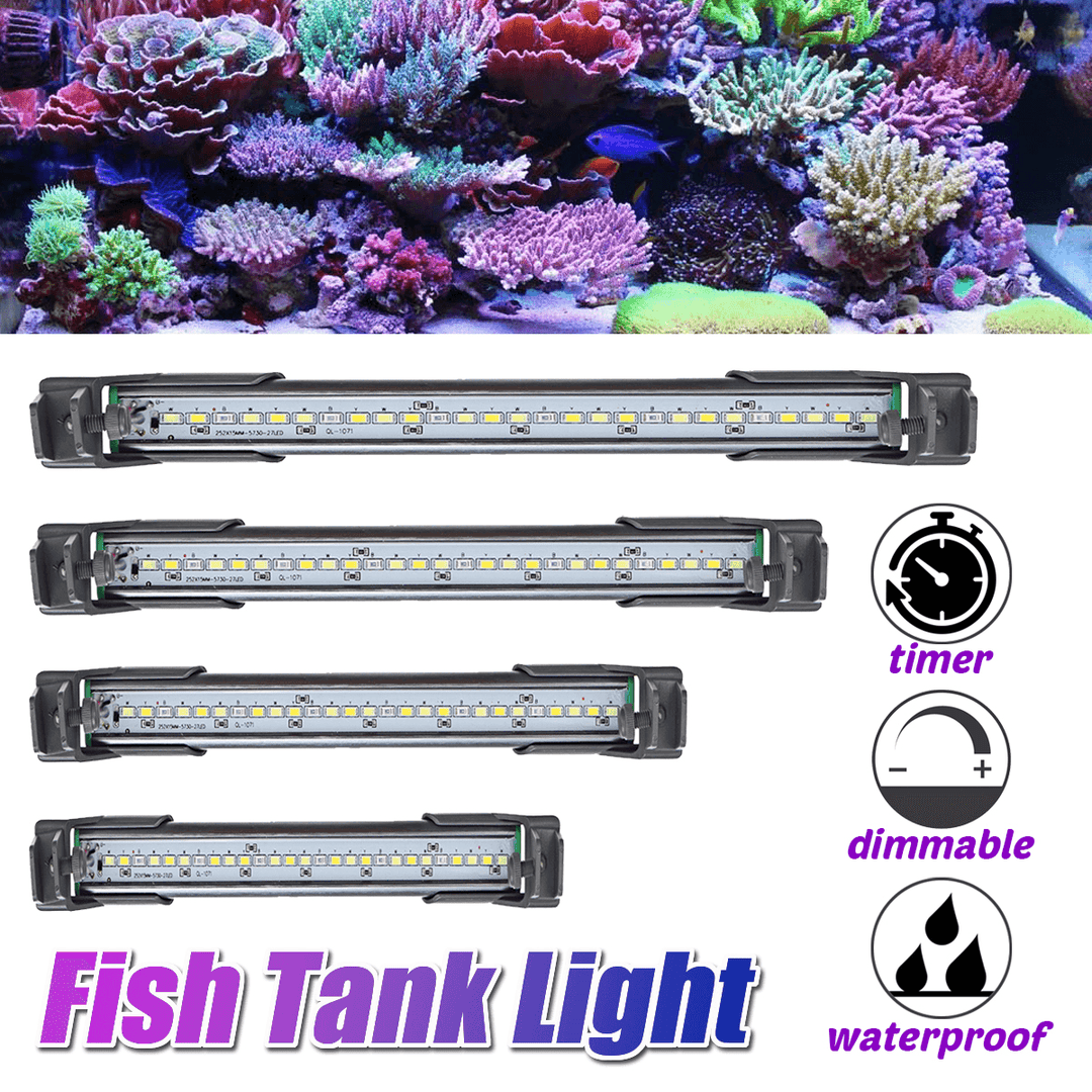 50/40/30/20 CM 100-240V Aquarium Fish Tank Light Waterproof Lamp Adjustable Length Dimmable Timer - MRSLM