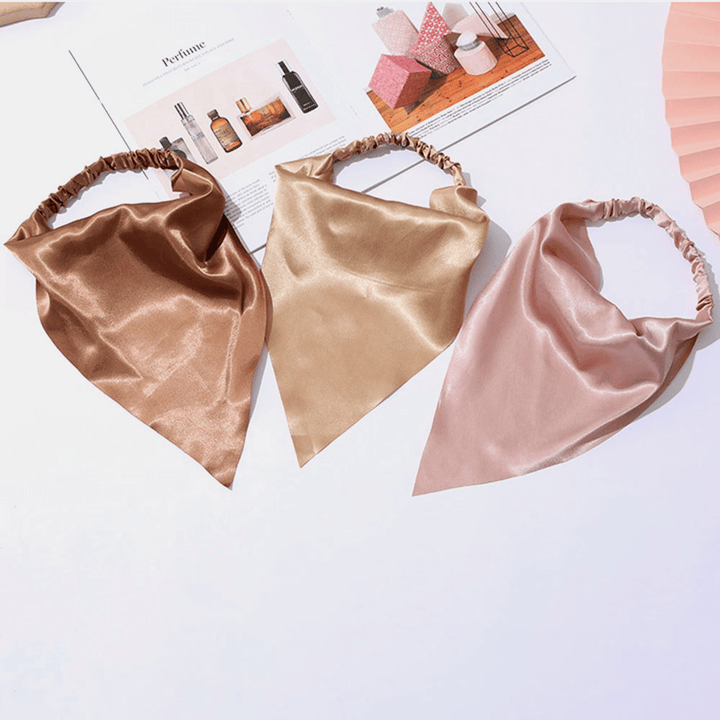 Women Chiffon Solid Color Elastic Wild Triangle Scarf Headband Headscarf Headwear - MRSLM