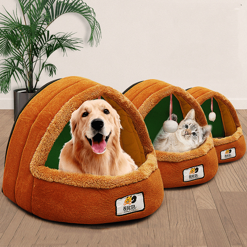 Foldable Kennel Dog Bed for Dogs Cats Animals Pet House Tent All Seasons Washable Cushion - MRSLM