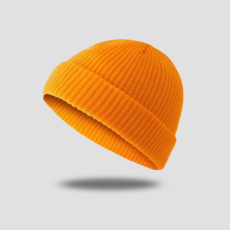 Unisex Solid Color Knitted Wool Hat Skull Caps Beanie Brimless Hats - MRSLM