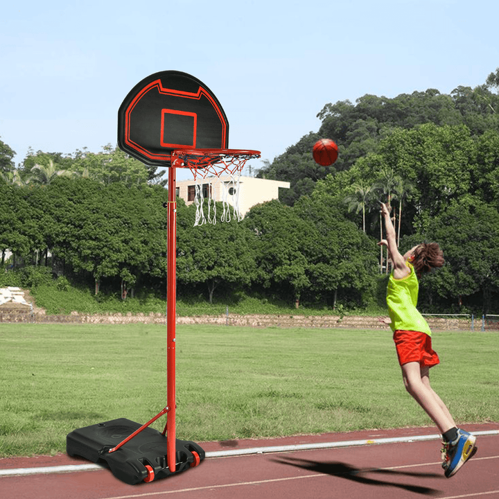 [US Direct] 1.6-2.1M Adjustable Basketball Hoops Portable Backboard Stand Basketball System Kids Adult Game Garden Patio - MRSLM