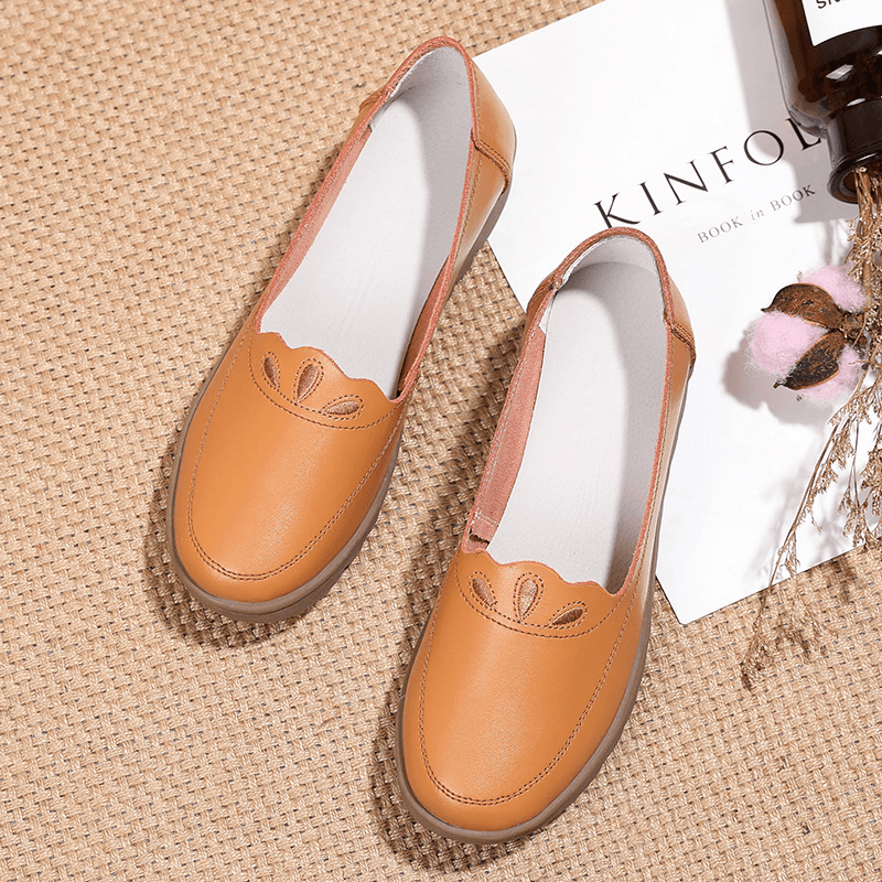 Women Daily round Toe Soft Solid Color Flat Loafers Shoes - MRSLM